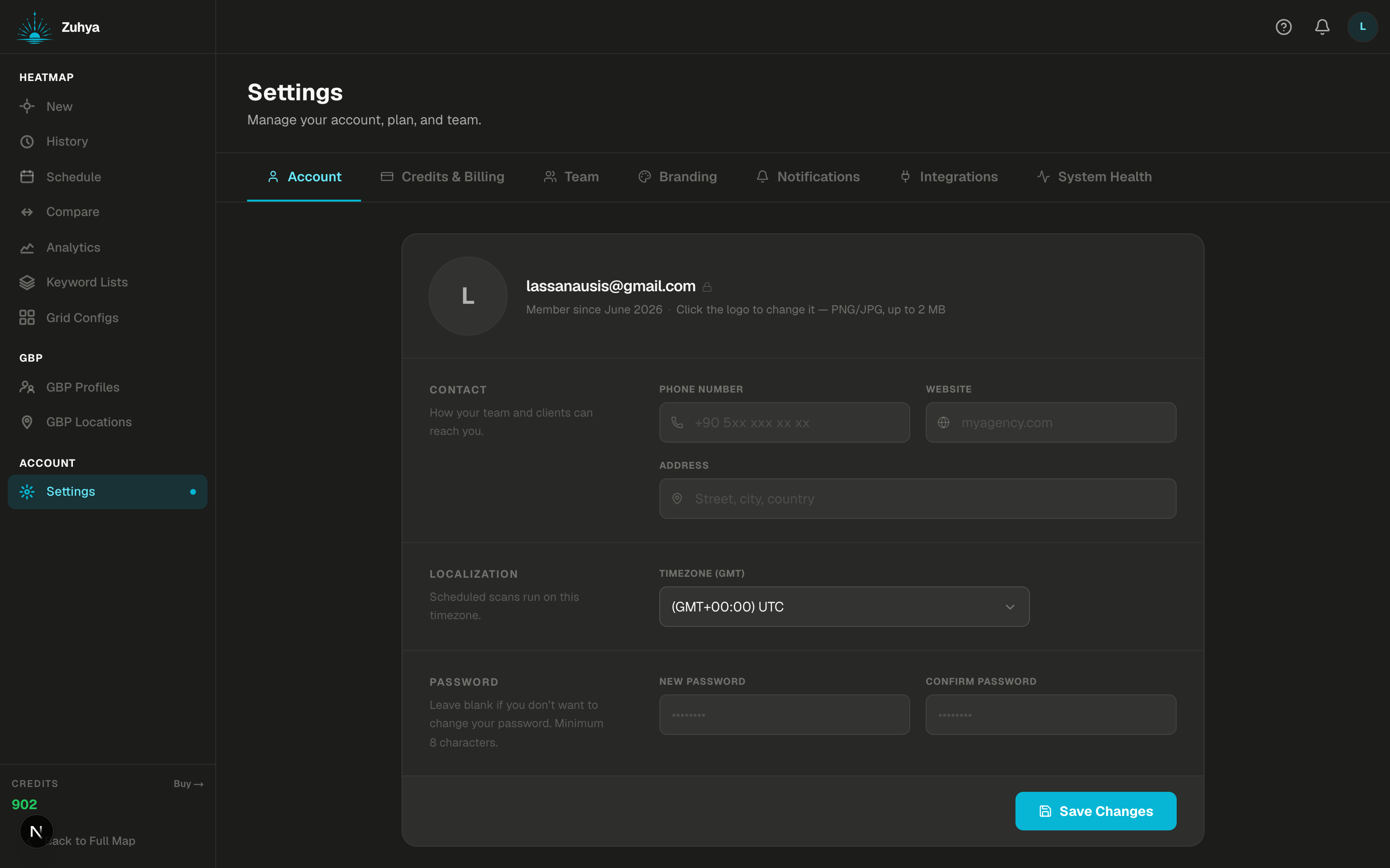 Account settings