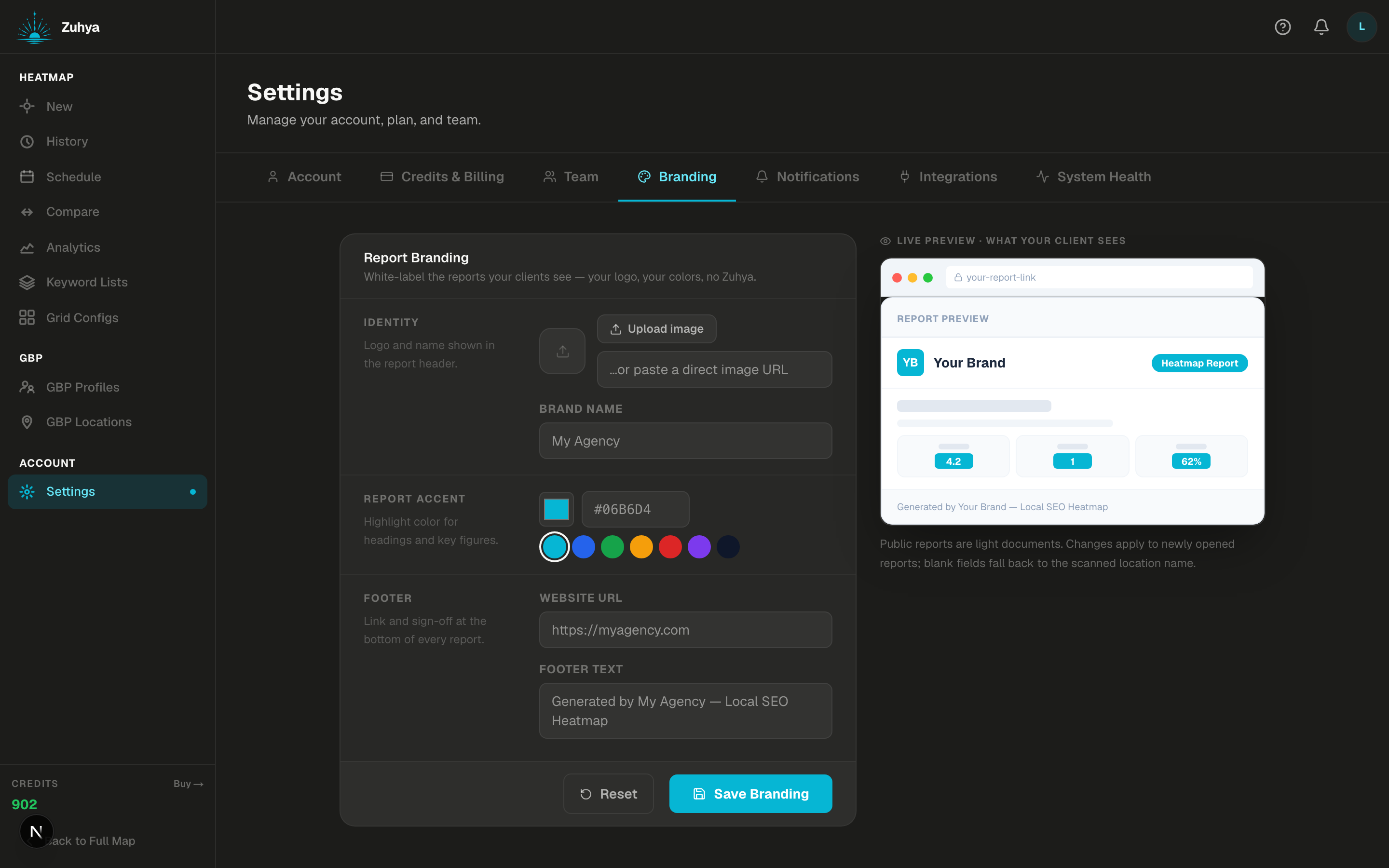 Branding settings