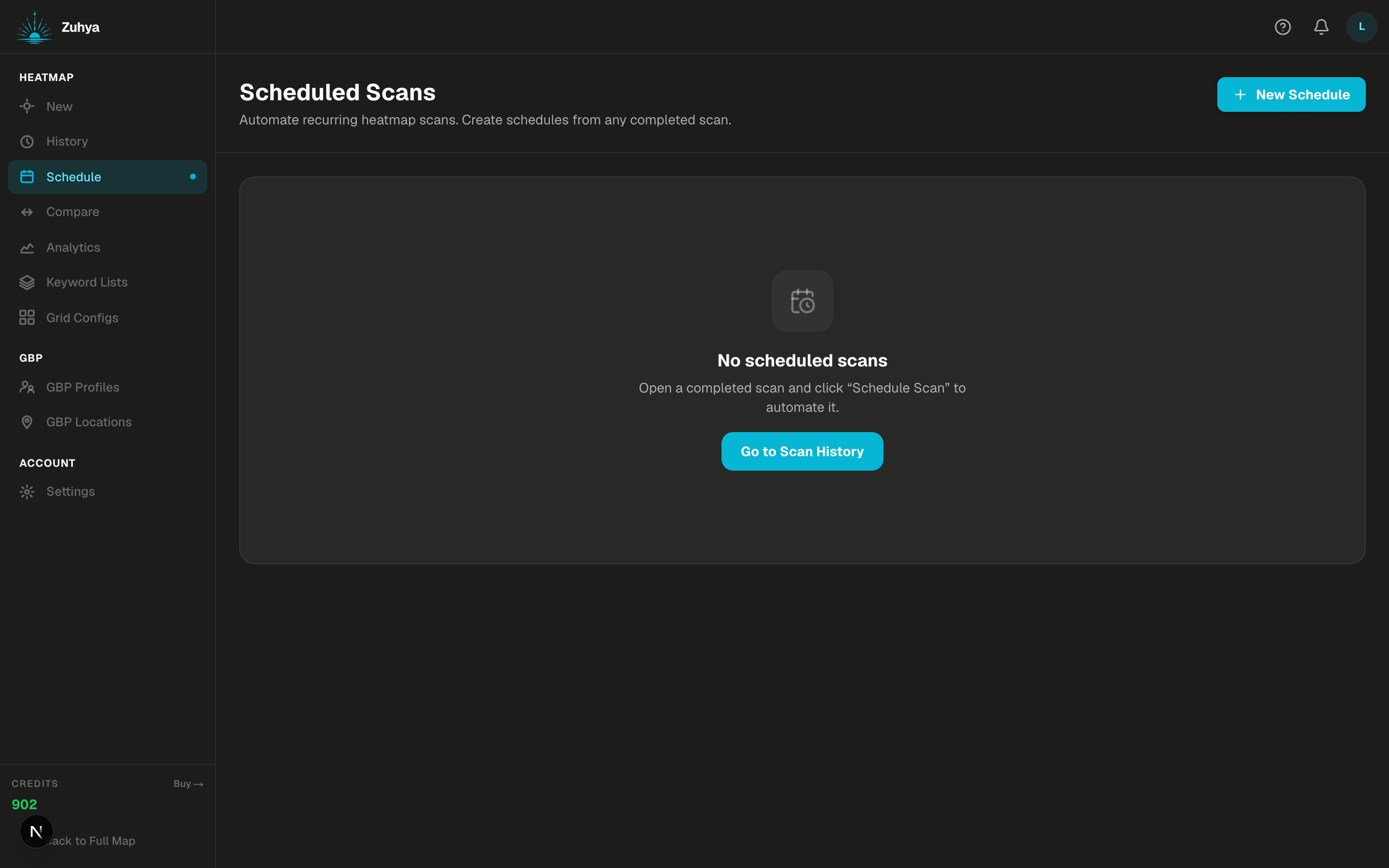 Schedule page