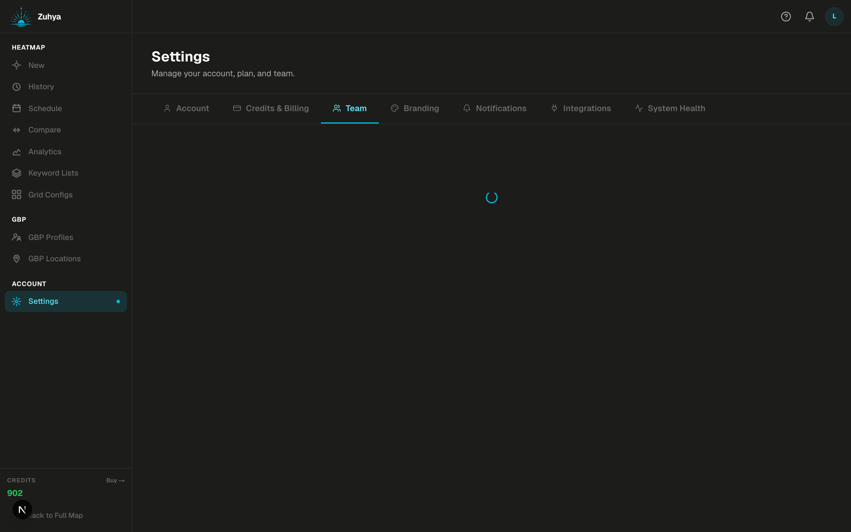 Team settings